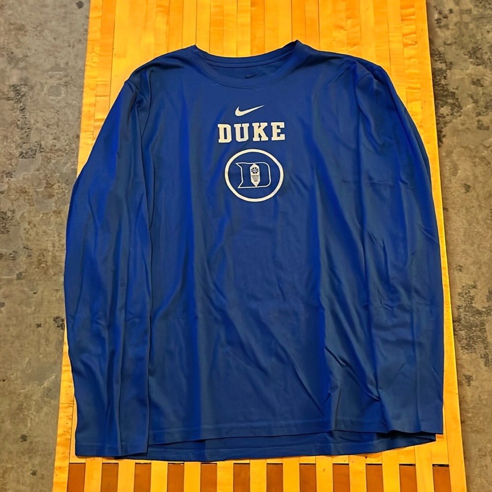 Long sleeve blue Duke basketball athletic shirt